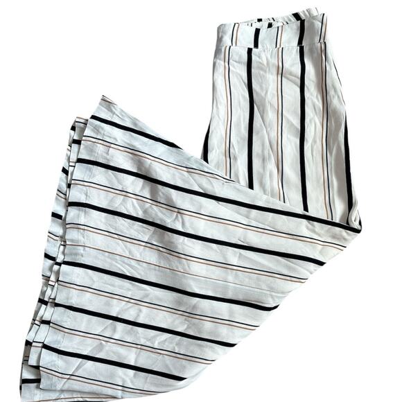 Anthropologie ETT:TWA Plus Manon Striped Flared Wide Leg Pants White Size 14 - Picture 10 of 14